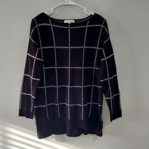 Chaus New York sweater Medium black white square pattern